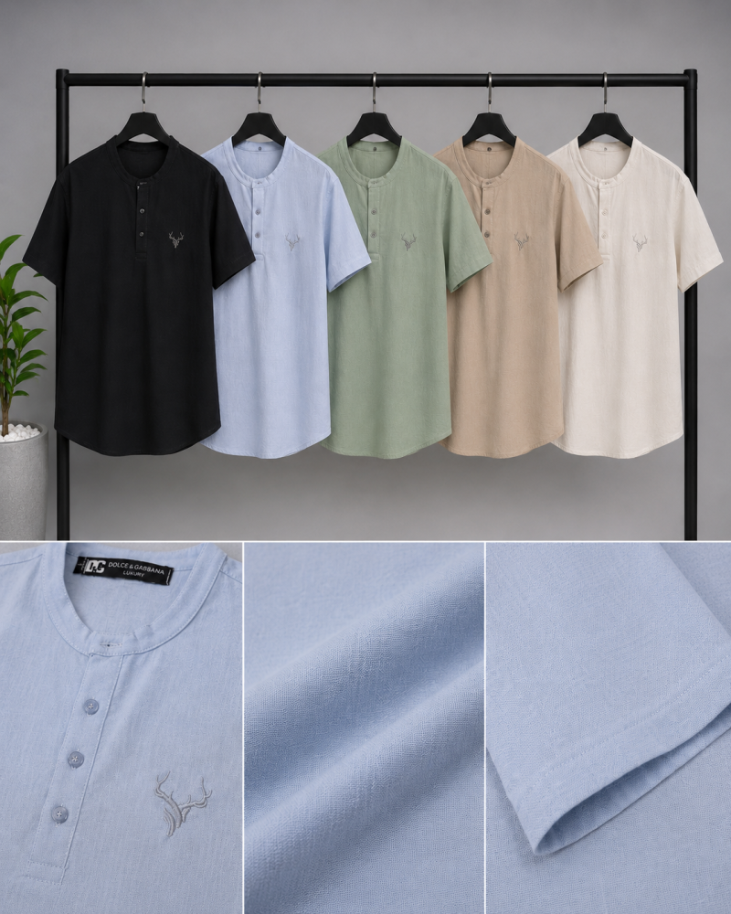 تیشرت یقه فرنچ نیم دکمه مردانه کد702245