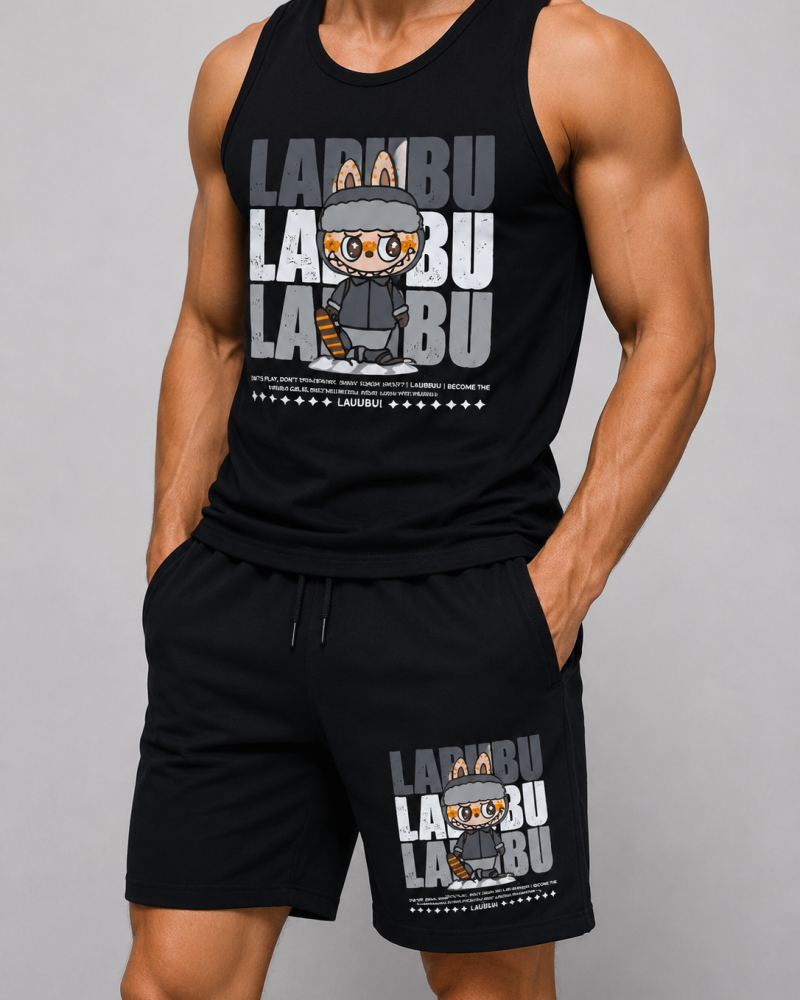 ست رکابی و شلوارک اسپرت طرح LABUBU کد283764