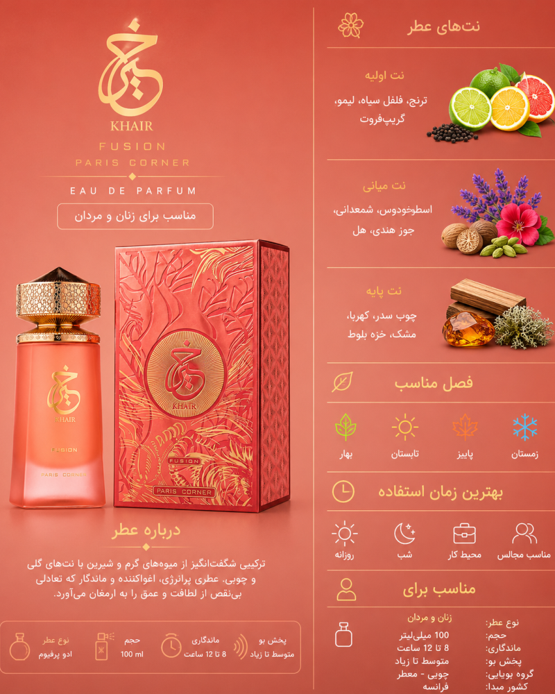 ادکلن یونیسکس پاریس کرنر  Khair Fusion