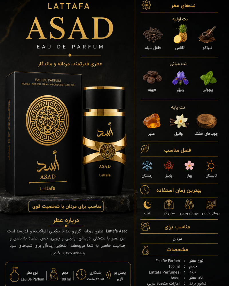 ادکلن مردانه لطافه Asad