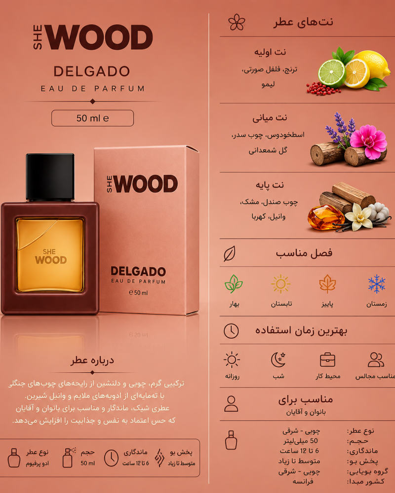 ادکلن دخترانه دلگادو She Wood