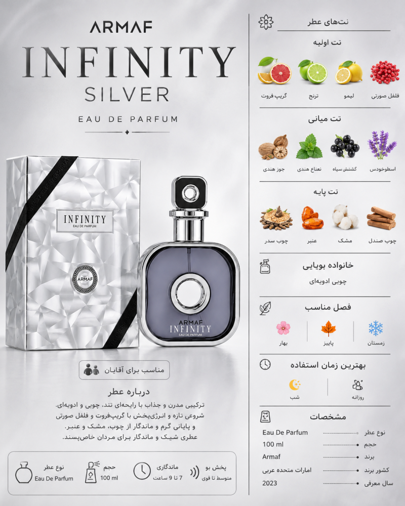 ادکلن مردانه آرمافInfinity Silver