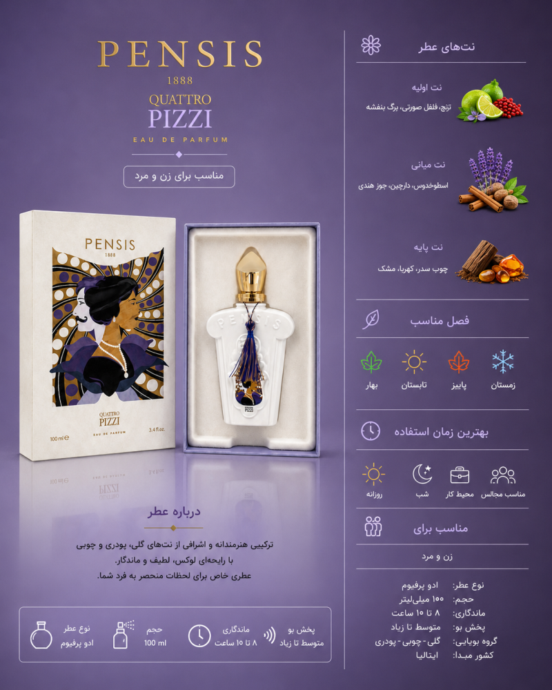 ادکلن زنانه پنسیس  Quattro Pizzi